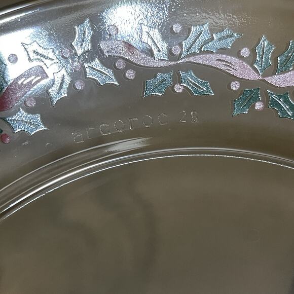 Arcoroc Holly & Berry Christmas Plate Gold Trim 1993 Made In France Collectible - Picture 5 of 9